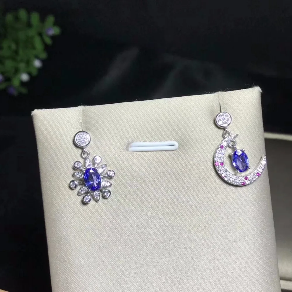 Серьги-гвоздики из натурального танзанита, красивые цвета, 925 серебро, изысканное мастерство, новейший дизайн
