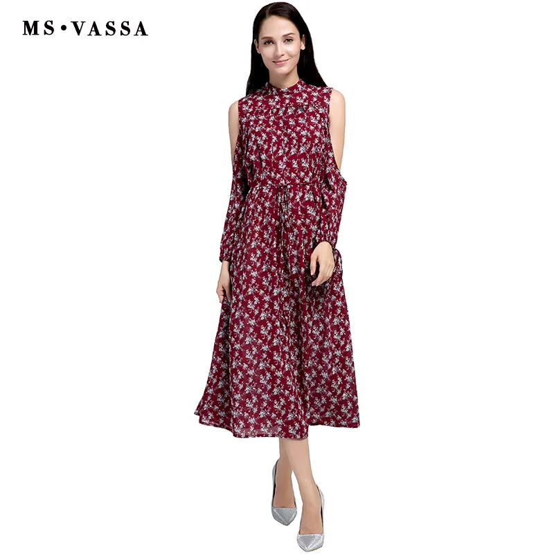 MS Vassa дамы платье Новинка 2017 года модные Для женщин в винтажном стиле с цветочным