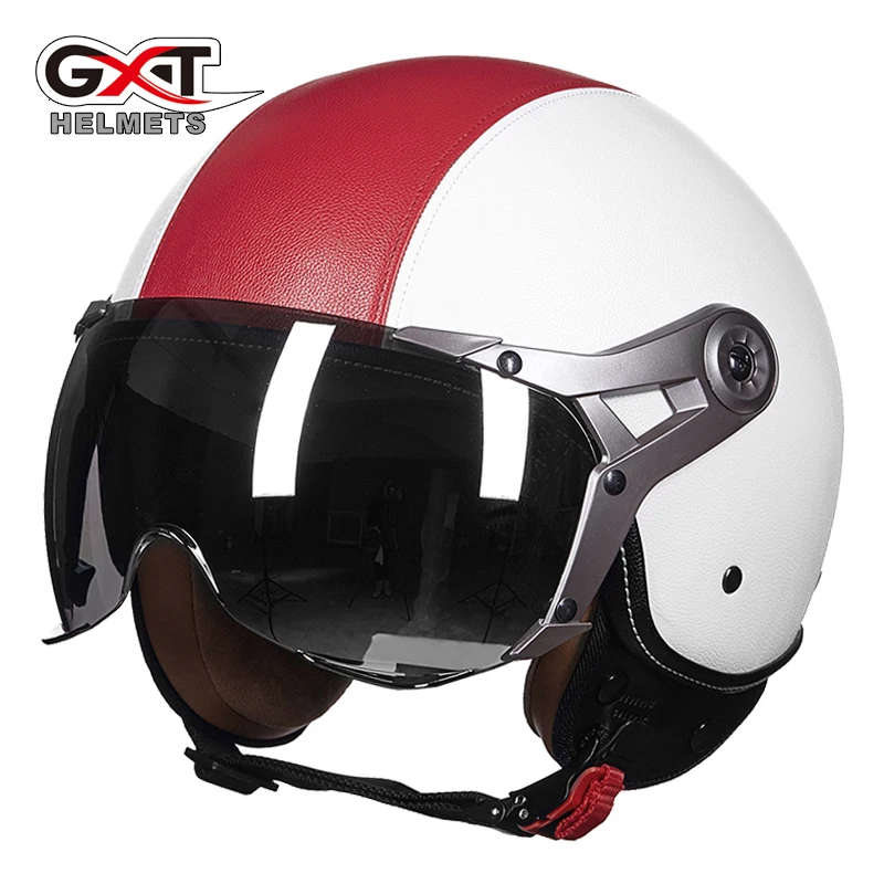 GXT мотоциклетный шлем из искусственной кожи винтажный для электрического