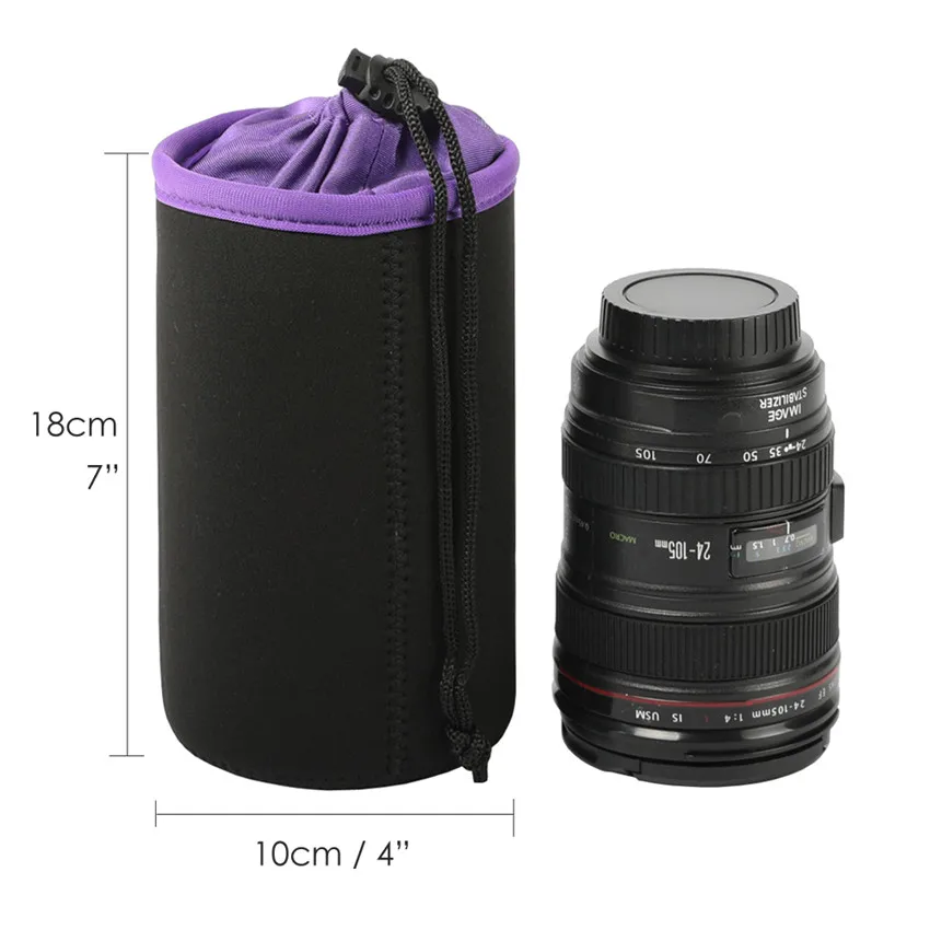 Черная Защитная мягкая Неопреновая сумка для объектива DSLR камеры короткая чехол