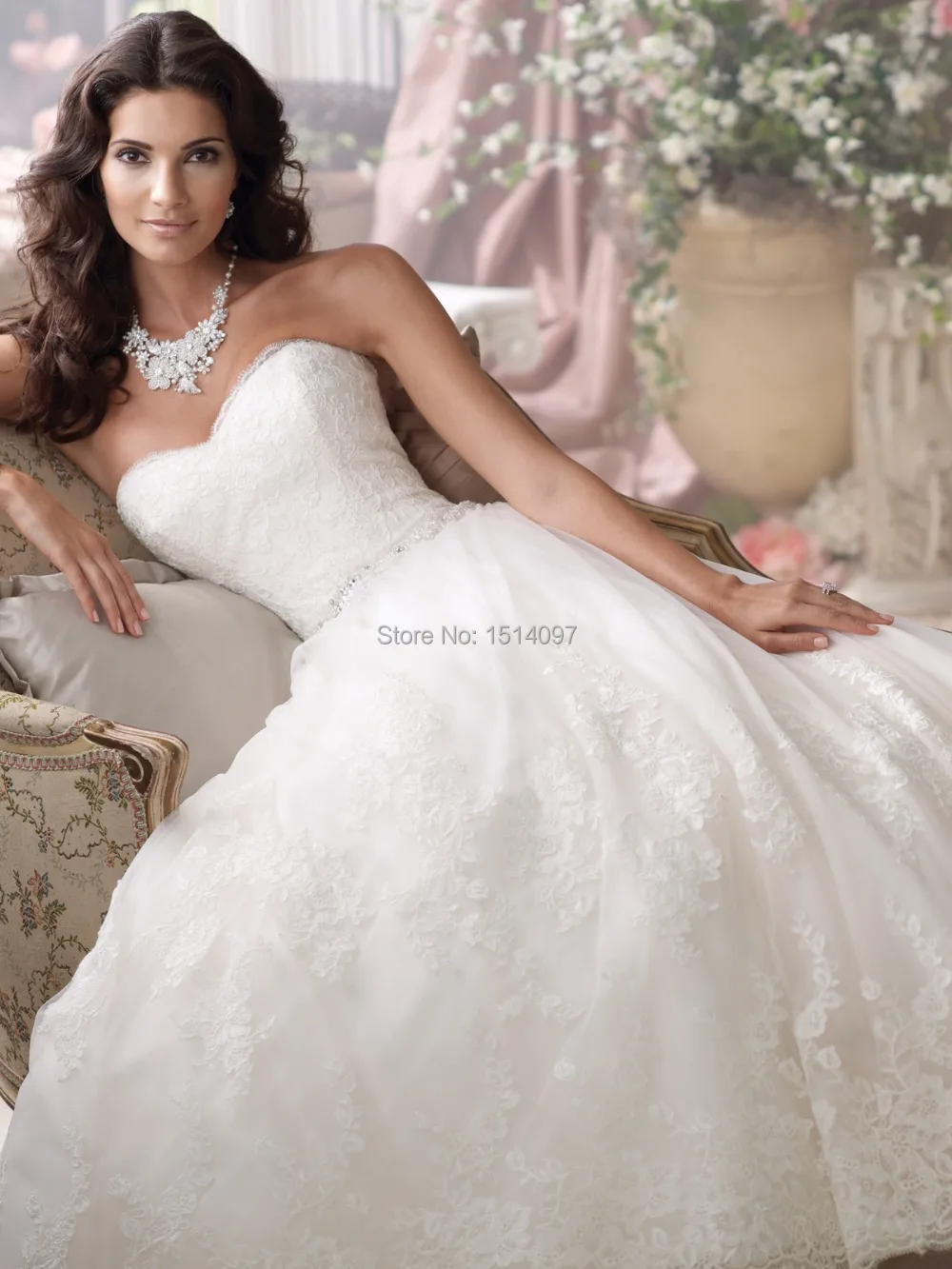 Luxury Sleeveless Women Wedding Dresses New Fashion 2014 Open Back Puffy Ball Gowns Lace | Свадьбы и торжества