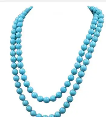 

YOUCAIHUA 8mm Round Bead Strand Statement Necklaces Stone Long Necklace for Women Minimalist Handmade long chain Jewelry