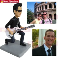 bass player diy custom molded by hand art piece ceramic figurine miniature real human face modeling with polymer clay dolls