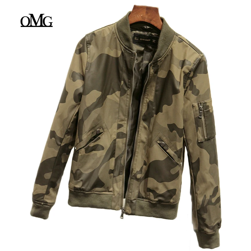 Новая осенне-зимняя женская камуфляжная куртка из искусственной кожи с длинными