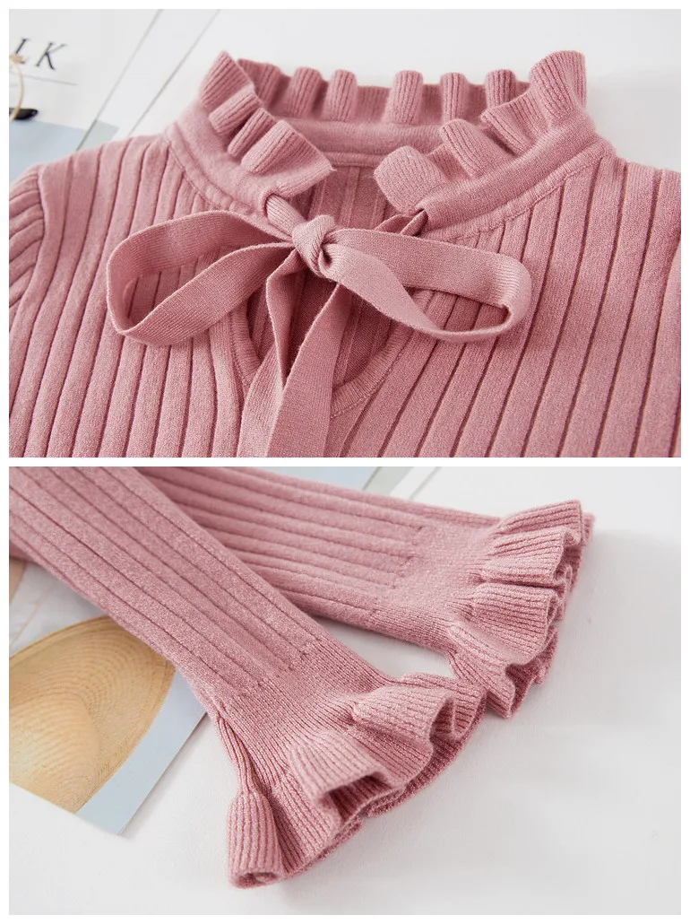 Элегантные женские свитера и пуловеры с рюшами офисные расклешенными рукавами