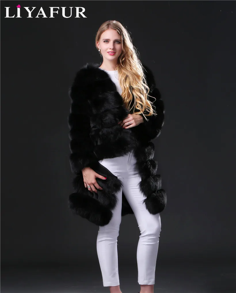 Liyafur Новинка года 6 в 1 натуральный Лисий Мех пальто для Для женщин куртка русский