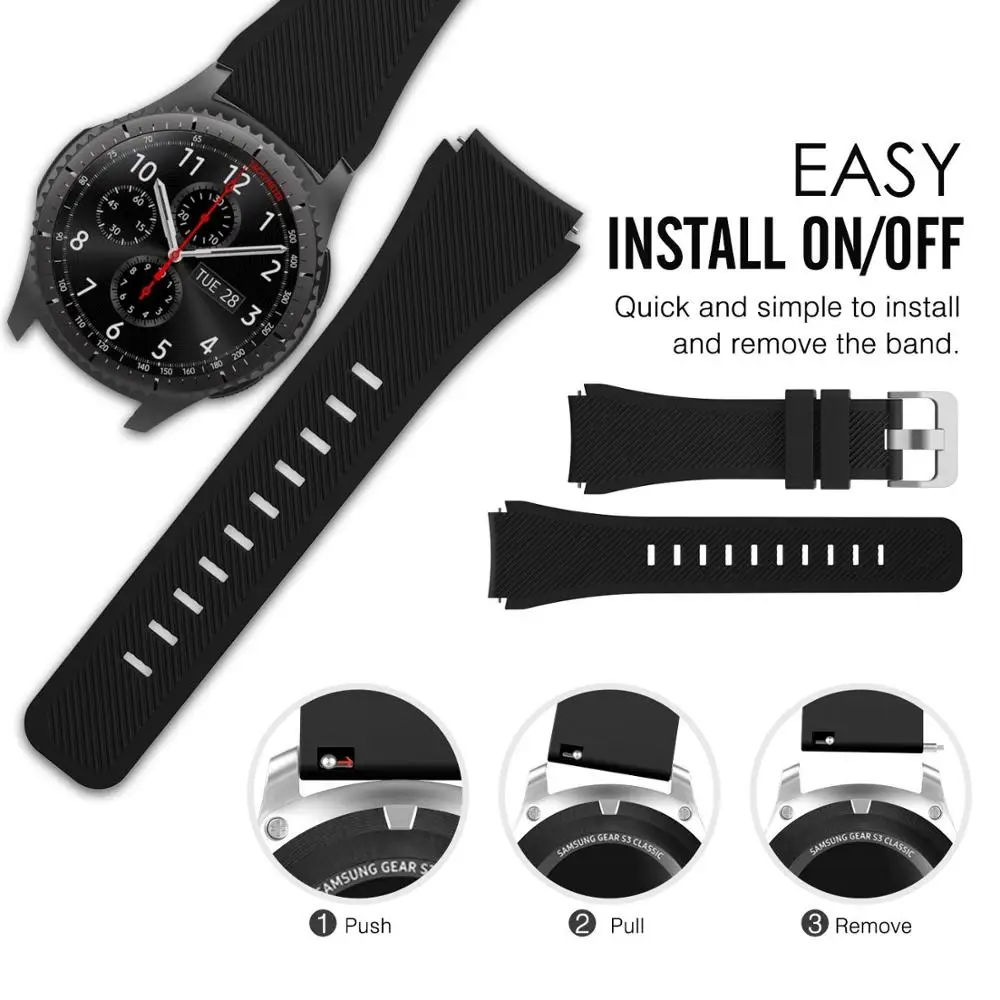 22 мм силиконовый спортивный ремешок для HUAWEI WATCH GT/GT Active 46 2 Классический часов HONOR