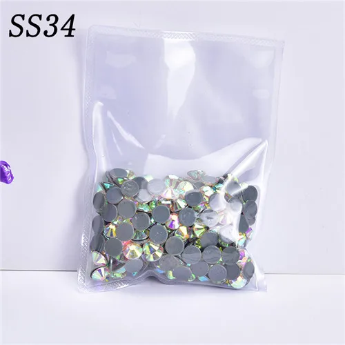 SS6-SS40 стекло AB Горячая фиксация Стразы супер яркие Стразы железо на кристалле для ткани аксессуар для одежды Сделай Сам свадебное украшение - Цвет: SS34-7mm-288pcs