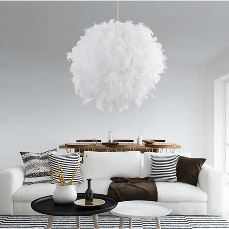 Современная декоративная простая люстра в виде шара с перьями E27 220 В