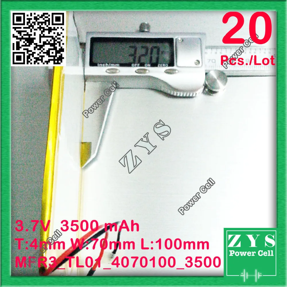 

Safety Packing(Level 4) 20pcs.3.7V 3500mah Li-ion battery for tablet pc 7 inch MP3 MP4 3.7 v 3500 mah 4070100 Size:4.0x70x100mm