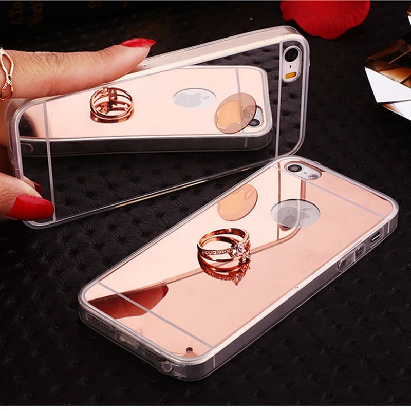 Зеркальный чехол с покрытием для iphone 6 6S 7 8 Plus X 10 XR XS MAX 5 5s SE Модный мягкий из ТПУ