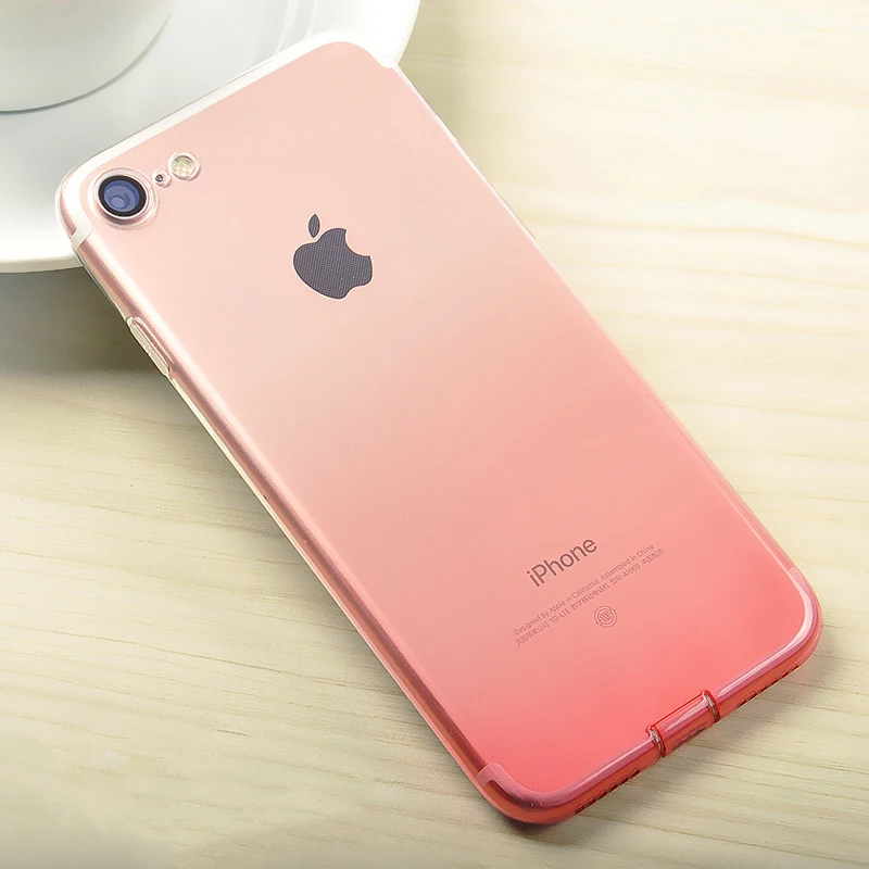 Gradient Red Милый дышащий чехол s для iPhone 7 8 Plus, роскошный чехол, Мягкий ТПУ силиконовый градиентный чехол, твердый пластик 8 Plus - Цвет: Gradient Red
