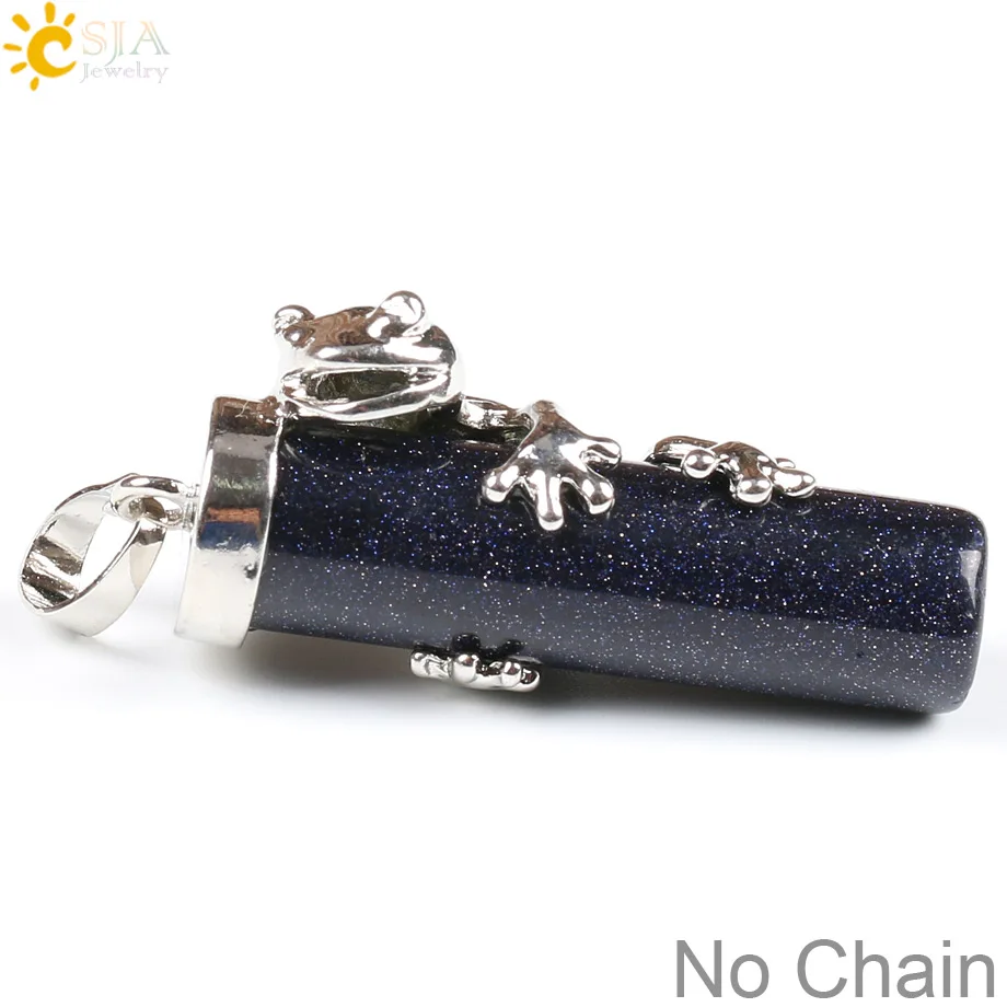 Blue Sand Csja Lucky Healing ювелирные изделия лягушка животных обернуть натуральный камень ожерелье кулон унисекс повседневные ювелирные изделия подарок для мальчиков девочек E183 - Окраска металла: Blue Sand