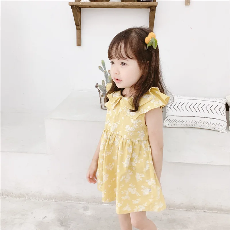 Цельнокроеное платье для девочек новинка 2019 летнее Брендовое с лепестками и