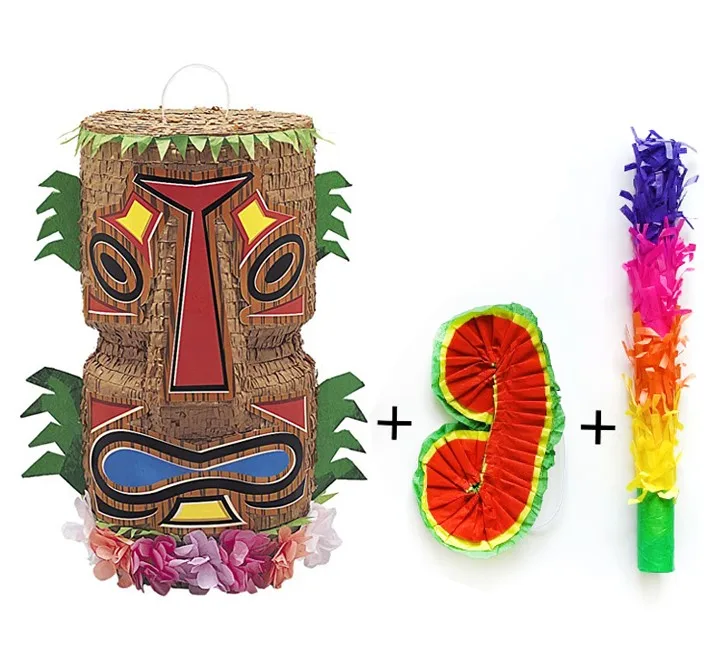 Luau Tiki Pinata 36*12,5*36 см большие Pinatas-Висячие единороги Pinata, дети, девочки, день рождения, Заполняемые, вечерние реквизиты - Цвет: Luau Tiki Pinata