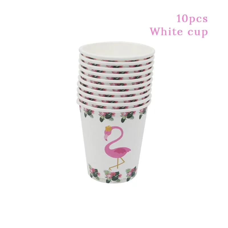 10pcs Paper Cups Вечерние Фламинго вечерние одноразовые посуда бумажные чашки тарелки Декор на свадьбу День рождения Baby Shower праздничное событие поставки - Цвет: 10pcs Paper Cups