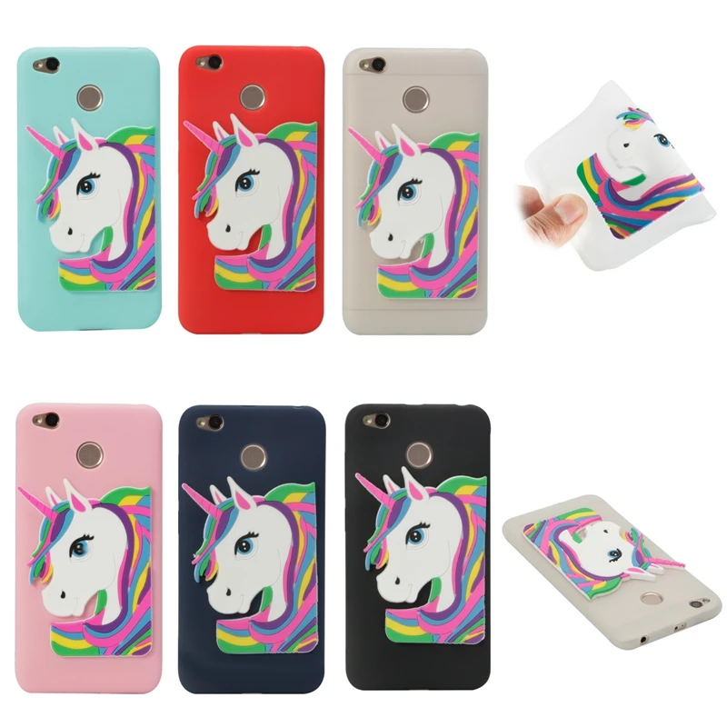 Xiaomi Redmi 4X Cartoon Unicorn Silicone Case on for Cover Fundas Xiomi Phone Carcasa Women |