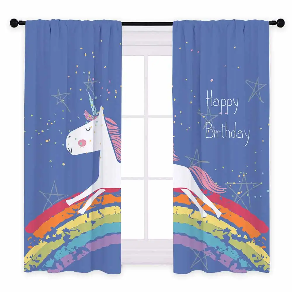 Style F - 2pcs Miracille смешной Единорог шторы мультфильм зеленый затемненный драпировка 3D печатных симпатичный воздушный шарик шторы для гостиной спальни - Цвет: Style F - 2pcs