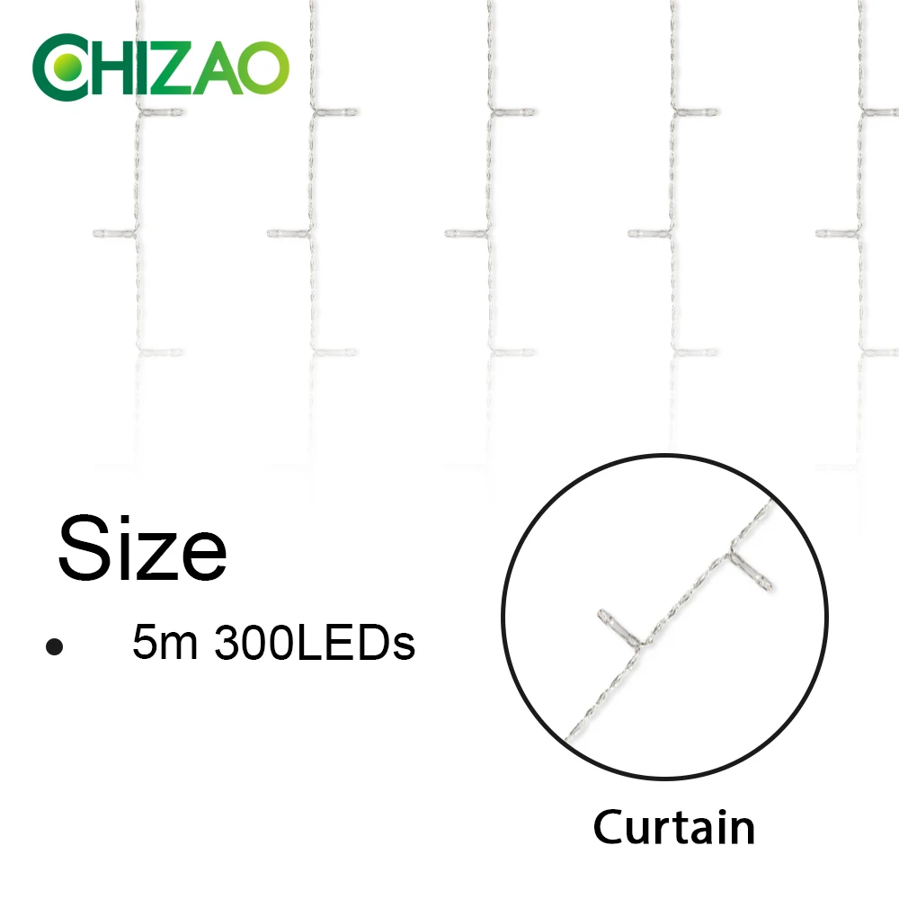 CHIZAO светодиодная занавеска Icicle String Light 220V 5M 300leds для помещений вечеринок