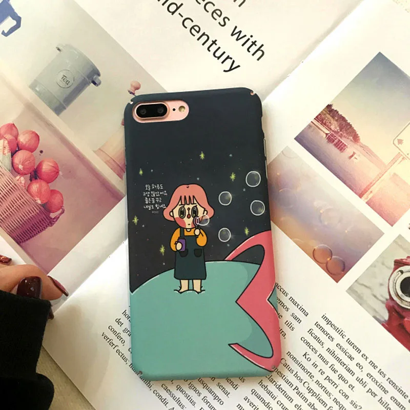 Jiban Star пузырь девушка Mobile Shell для iPhone 7 Plus/8/X 6 S чехол матовый Жесткий защитный