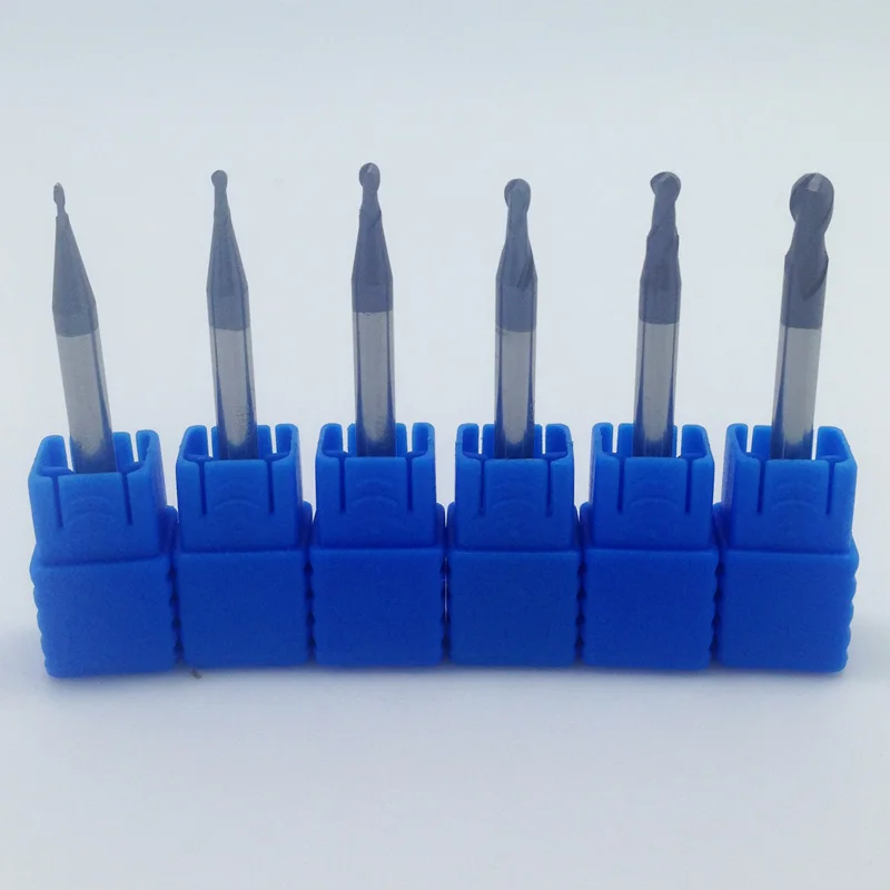 HUHAO 6 шт./компл. R0.5 R0.75 R1 R1.25 R1.5 R2 Real HRC45 четыре 2 флейты Концевая фреза CNC фреза|router bits