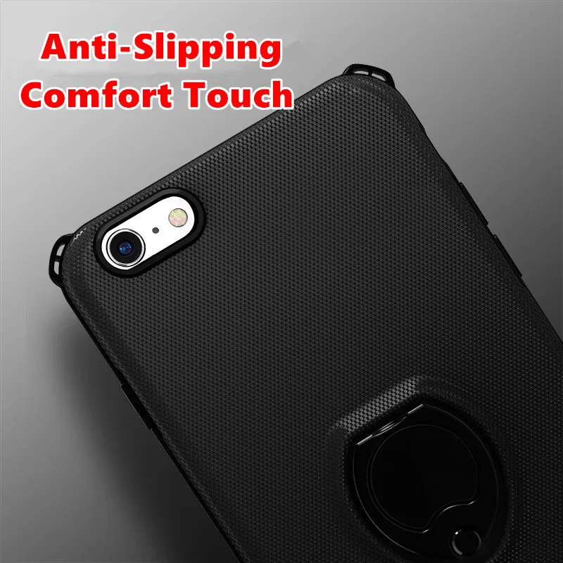 Fashion iPhone Case with Finger Ring and Kickstand Support Car Holder Anti Fingerpoint for 6 6s plus 7 8 X |
