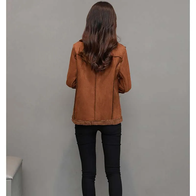 2017 зимнее женское толстое замшевое Пальто меховое пальто из овечьей шерсти