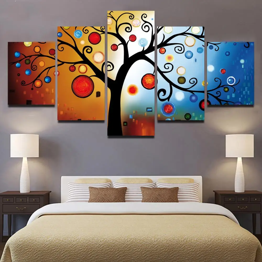 

Drop shipping 5 Panel Wall Art Pictures Canvas Painting abstract canvas poster painting decoration for living room LW137