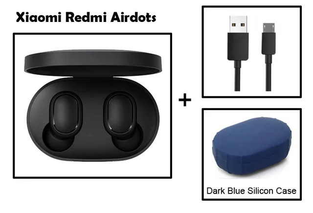 dark blue case cable Оригинальные наушники Xiaomi Redmi TWS Bluetooth 5,0, стерео наушники с басами и микрофоном, беспроводные наушники с управлением ии - Цвет: dark blue case cable