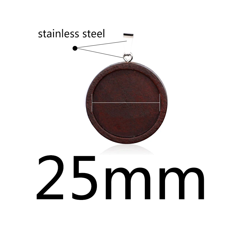 25mm 10 шт./лот, ожерелье из коричневого дерева, подвеска, установка кабошона, камея, основание, лоток, рамка, пустая, подходит для 25 мм, кабошоны, фурнитура для изготовления ювелирных изделий - Цвет: 25mm
