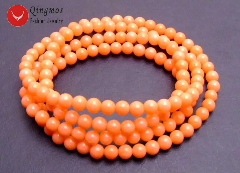 Браслет женский круглый из натурального розового коралла 5 6 мм|Плетеные