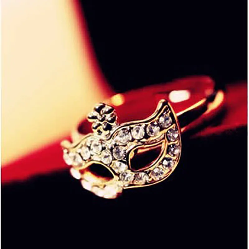 10 шт./лот женские кольца Золотые Серебряные Кристаллы Стразы Маска цветок кольцо