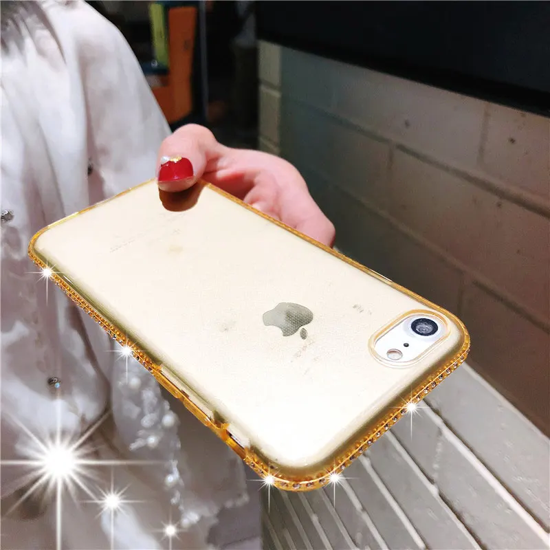 Алмазный силиконовый блестящий чехол для iphone 7 SE 5 5S 6 6s 8 X Plus Samsung S8 S9 S6 S7 Edge A5 A7 J3 J5 J7