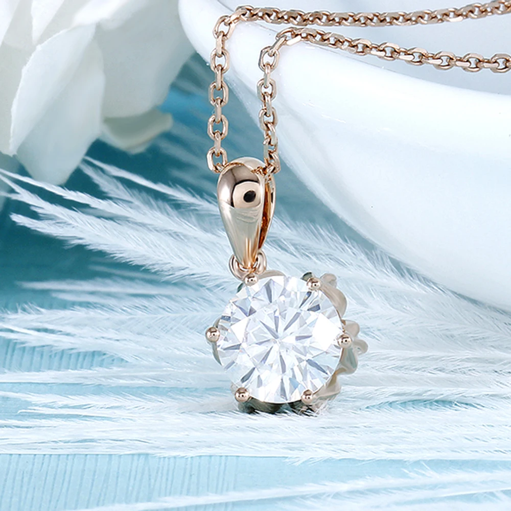 Ожерелье из розового золота DovEggs 18K 750 1CTW 6 5 мм F цвет бриллиант с 14-дюймовой
