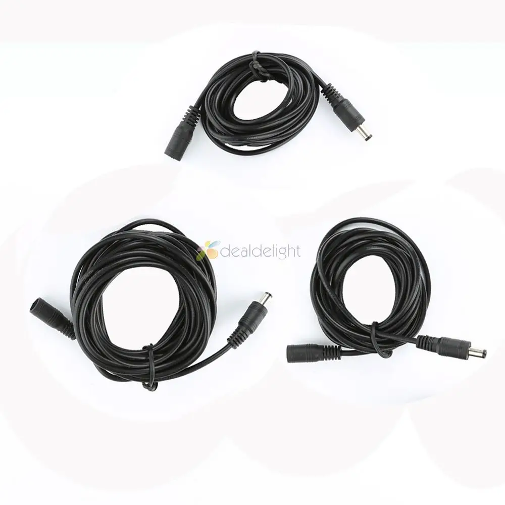 

Удлинительный кабель питания постоянного тока 1 м, 2 м, 3 м, 5 м, 10 м, 5,5x2,1 мм, фоторазъем кабеля адаптера для Светодиодный меры видеонаблюдения, ...