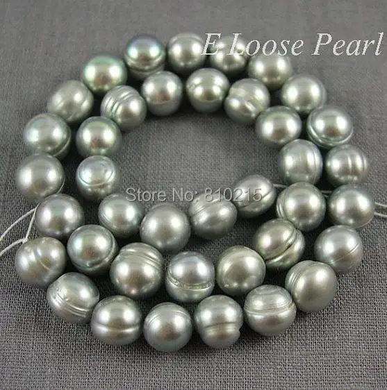 

Wedding Party Jewelry Freshwater Pearl Near Round Potato Pearls Loose Beads Gray 9.5-10.5mm 15 Inches Full Strand Free Shipping