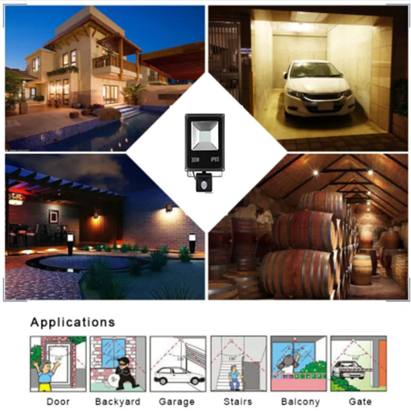 Ультратонкий Светодиодный прожектор с датчиком движения 30 Вт 50 230 В уличный