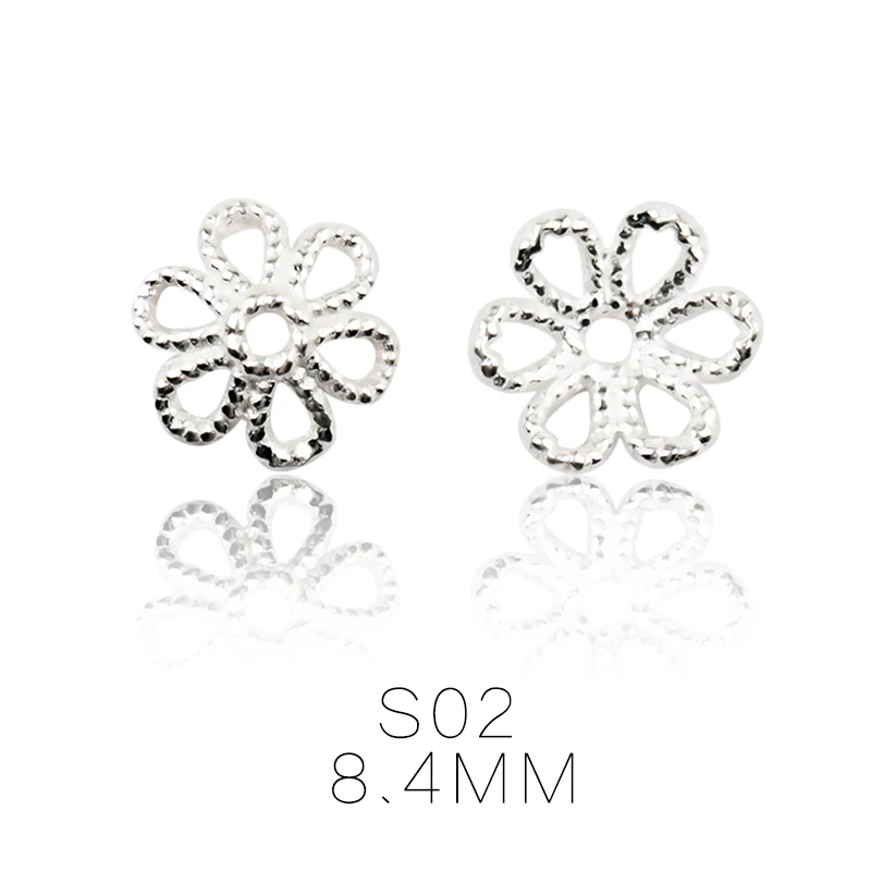 S02-8.4MM Лучшее качество, 5-8 мм, пара, Стерлинговое Серебро 925 пробы, бусины в виде цветка, бусины для ожерелья и браслета, фурнитура для изготовления ювелирных изделий - Цвет: S02-8.4MM