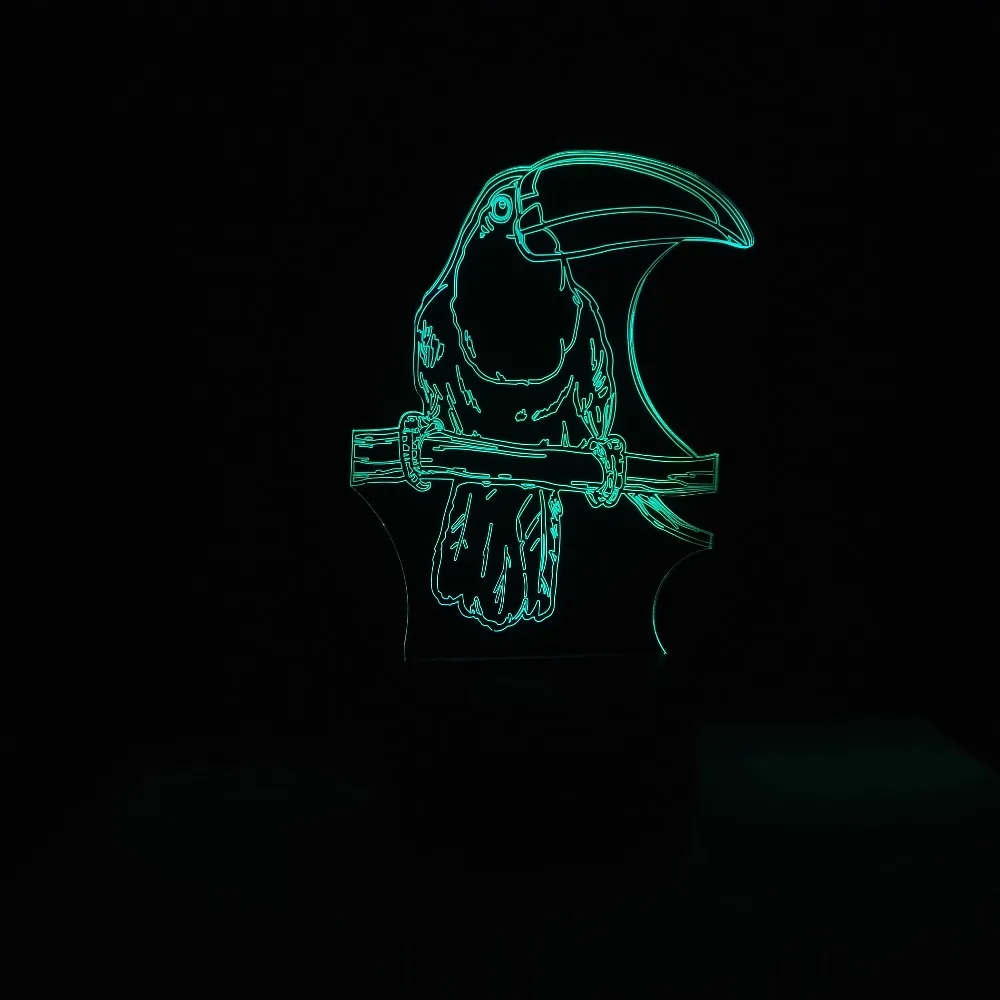 Amroe 3D светодиодный светильник животное мультфильм попугай Акриловые RGB ночные светильники USB Сенсорное управление Настольная лампа для дома Рождественский подарок для детей