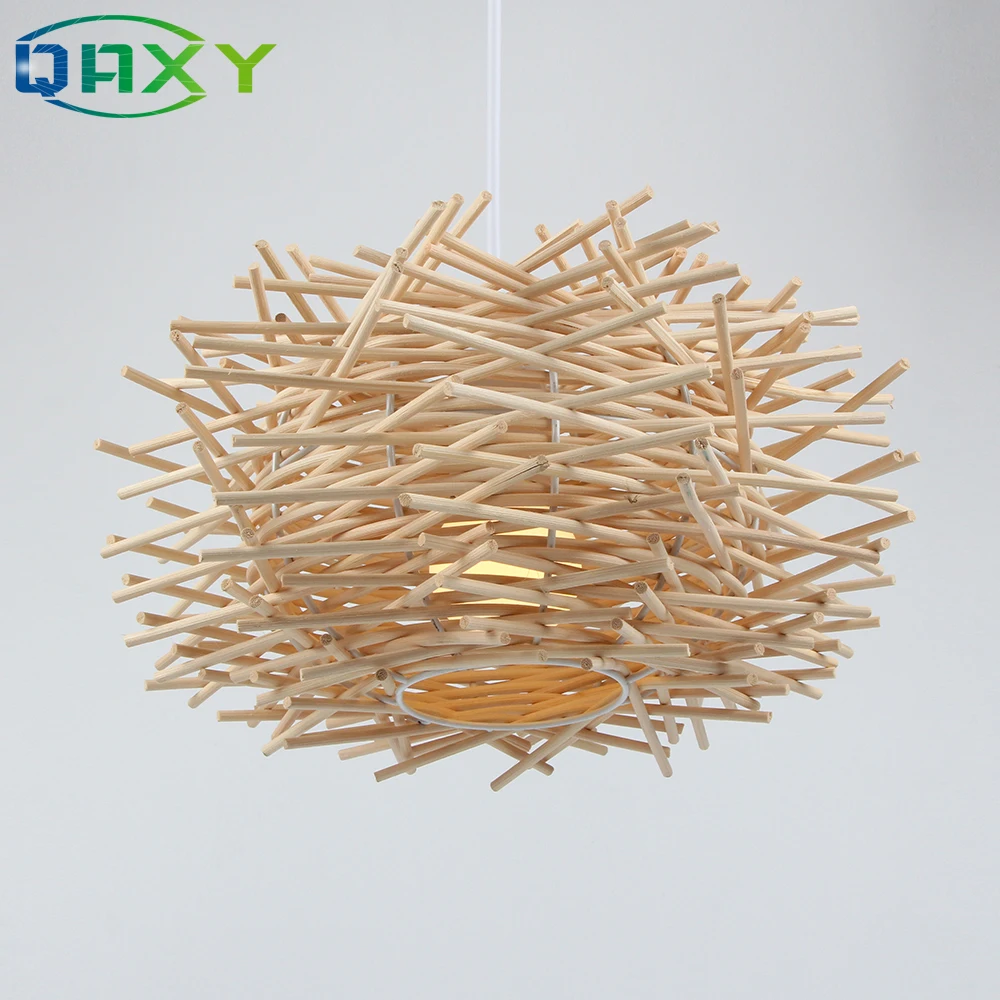 Деревянная люстра в форме птичьего гнезда деревенском стиле освещение для