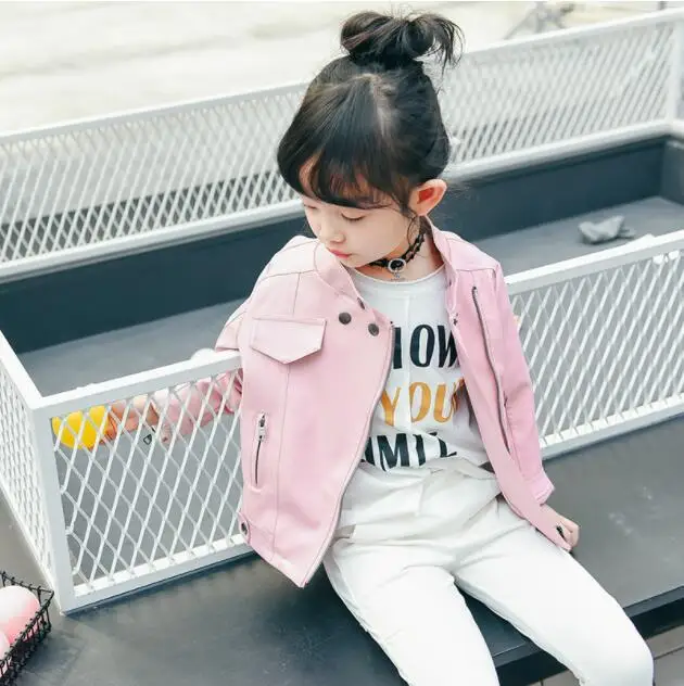 Baby girl leather jacket cardigan jaket motorcycle cycling coat outwear outdoor zipper solid tops 2018 new toddler clothes | Детская
