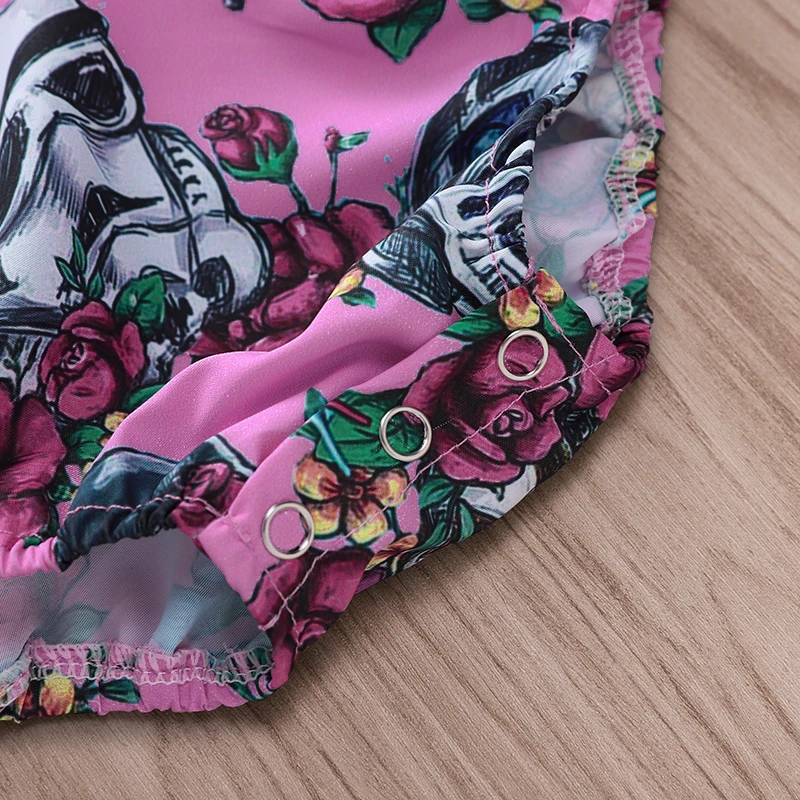 Cukoe Newborn Bodysuits for Baby Girls Ruffled Sleeve Clothes 0-18 Month Babies Infant Toddlers Floral Print Clothing | Детская одежда