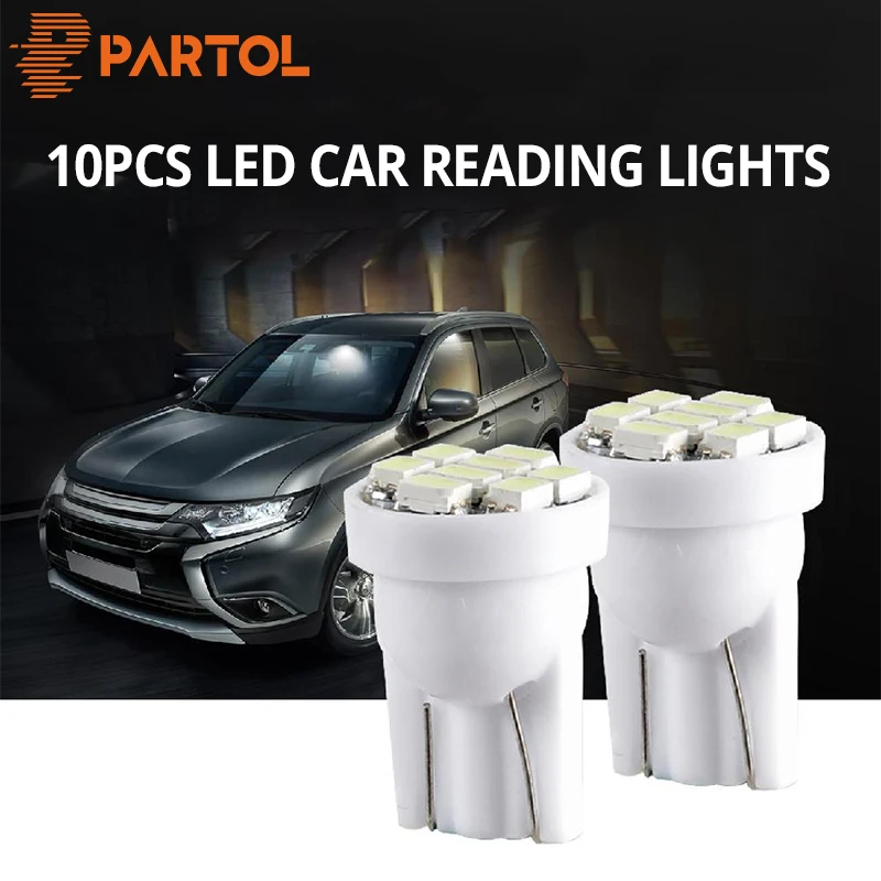 Partol 10 шт. T10 Светодиодные лампы автомобильные огни светодиодные сигнальные для