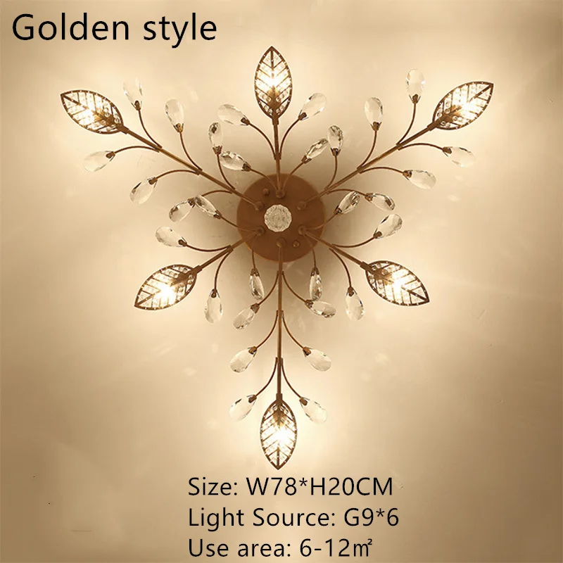 Gold 6 lights Современная кристальная лампа для потолка золотой черный светодиодный кристалл Потолочная люстра светильник для гостиной спальни Кухонные светильники - Цвет корпуса: Gold 6 lights