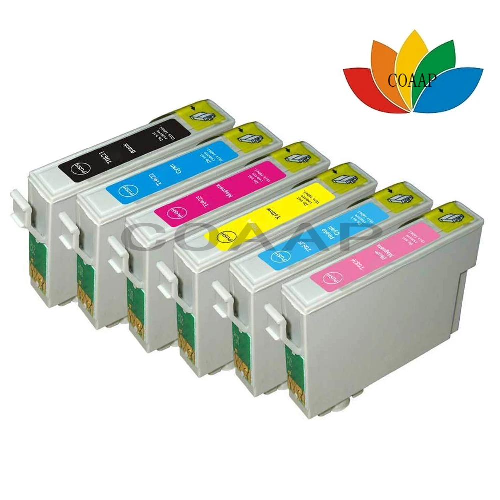 

6x Compatible T0821 - T0826 Ink Cartridge For Epson R270 R390 TX650 T50 T59 RX590 TX700W TX720 TX700 TX800 RX610 Printer