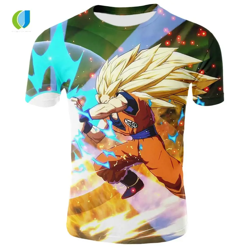 Дракон мяч футболки Аниме Драконий жемчуг Z серии Футболка Harajuku Comic Super Saiyan Goku 3D