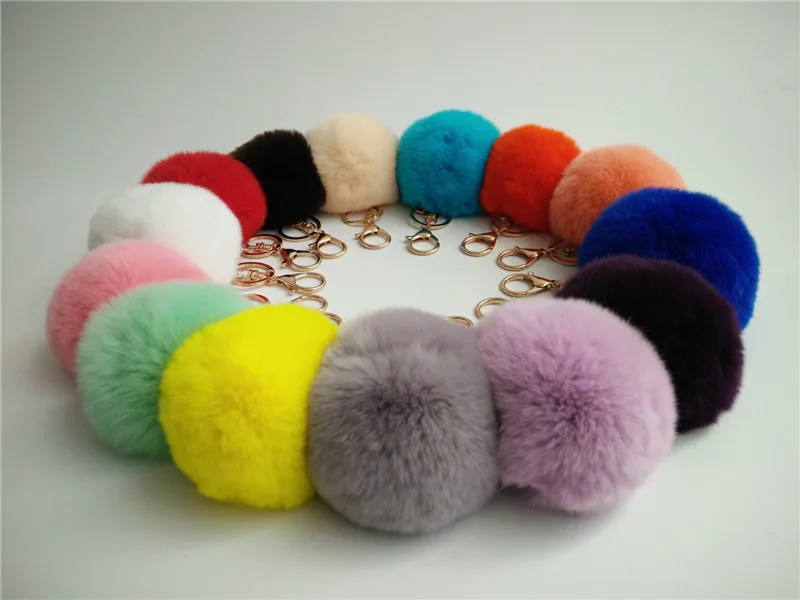 13 Цвет высокого качества с кроличьим мехом шаром помпоном цепочкой для ключей из