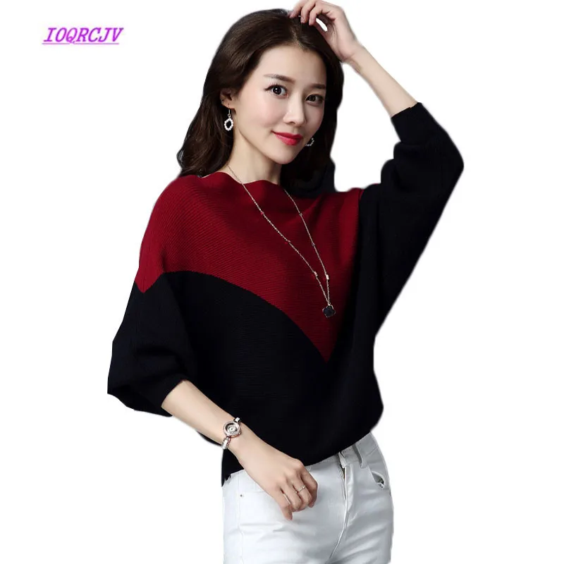 Winter Bat sleeve Sweater Female Sexy Pullover Sweaters Women Long Sleeve Loose Autumn big size Knitting Warm Jumper Tops W126 | Женская