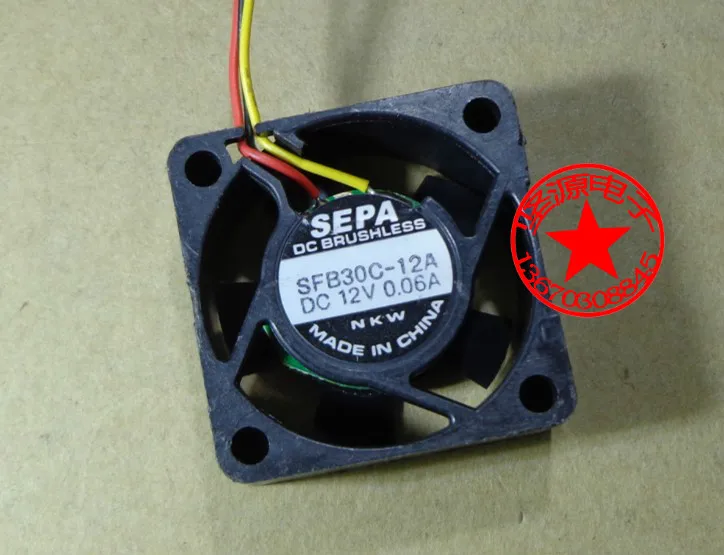 SEPA SFB30C-12A DC 12V 0.06A 30x30x12mm 3-проводной Вентилятор охлаждения сервера