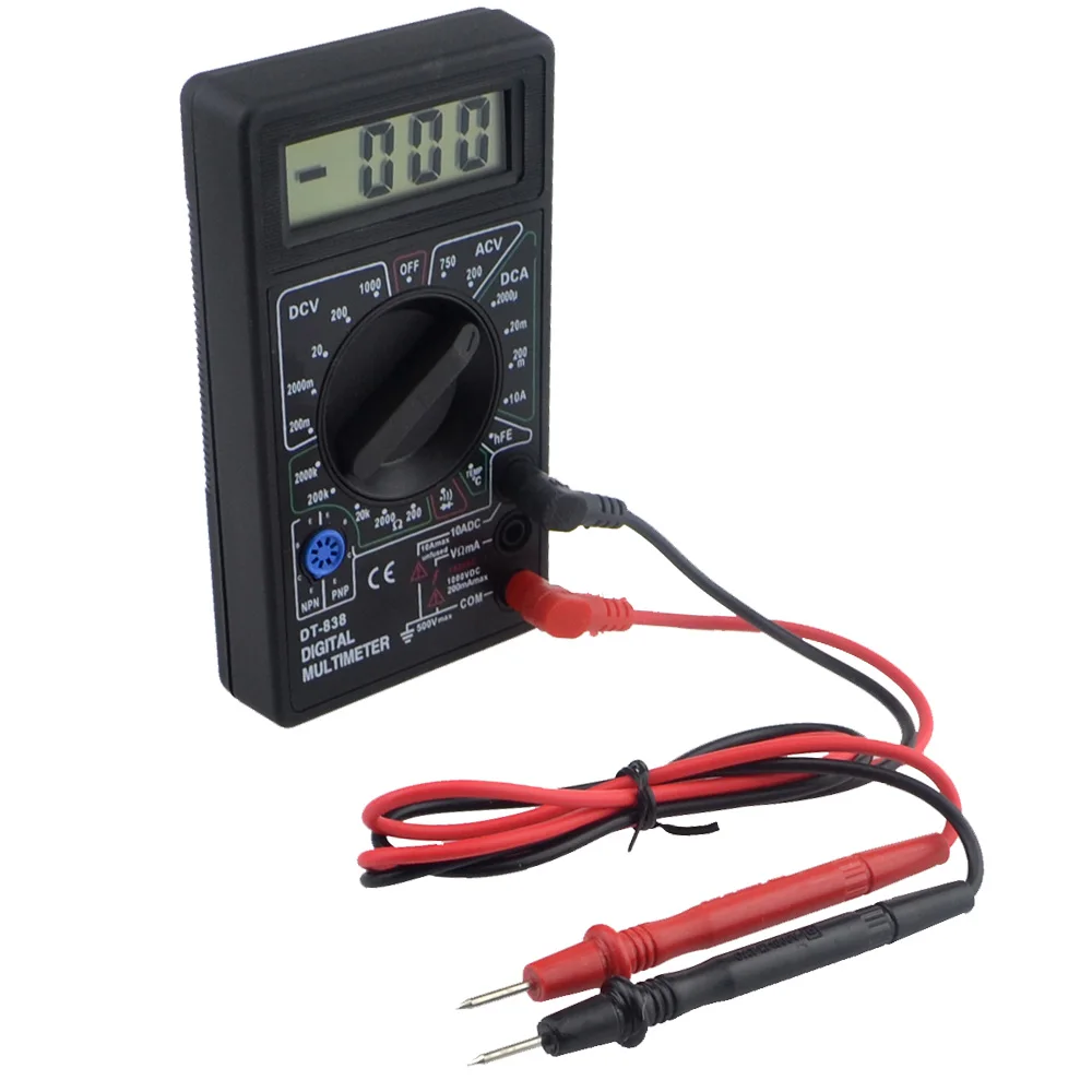 DT 838 цифровой мультиметр Ручной AC DC Вольт/ампер/Ом/измеритель температуры тестер